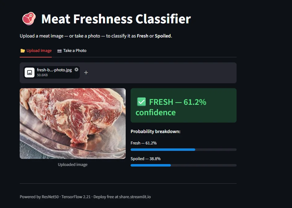 FRESH 61.2%, beef cut on tray