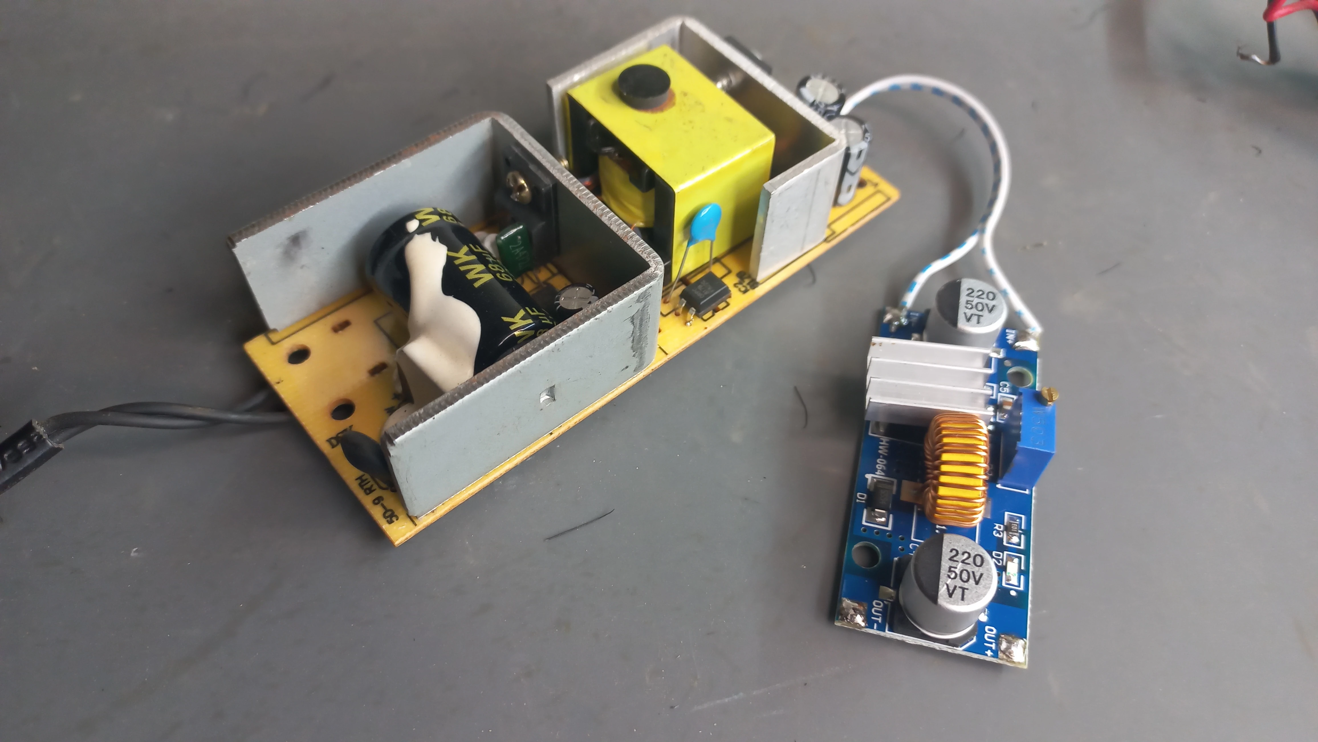 Buck converter wired into the power supply rail