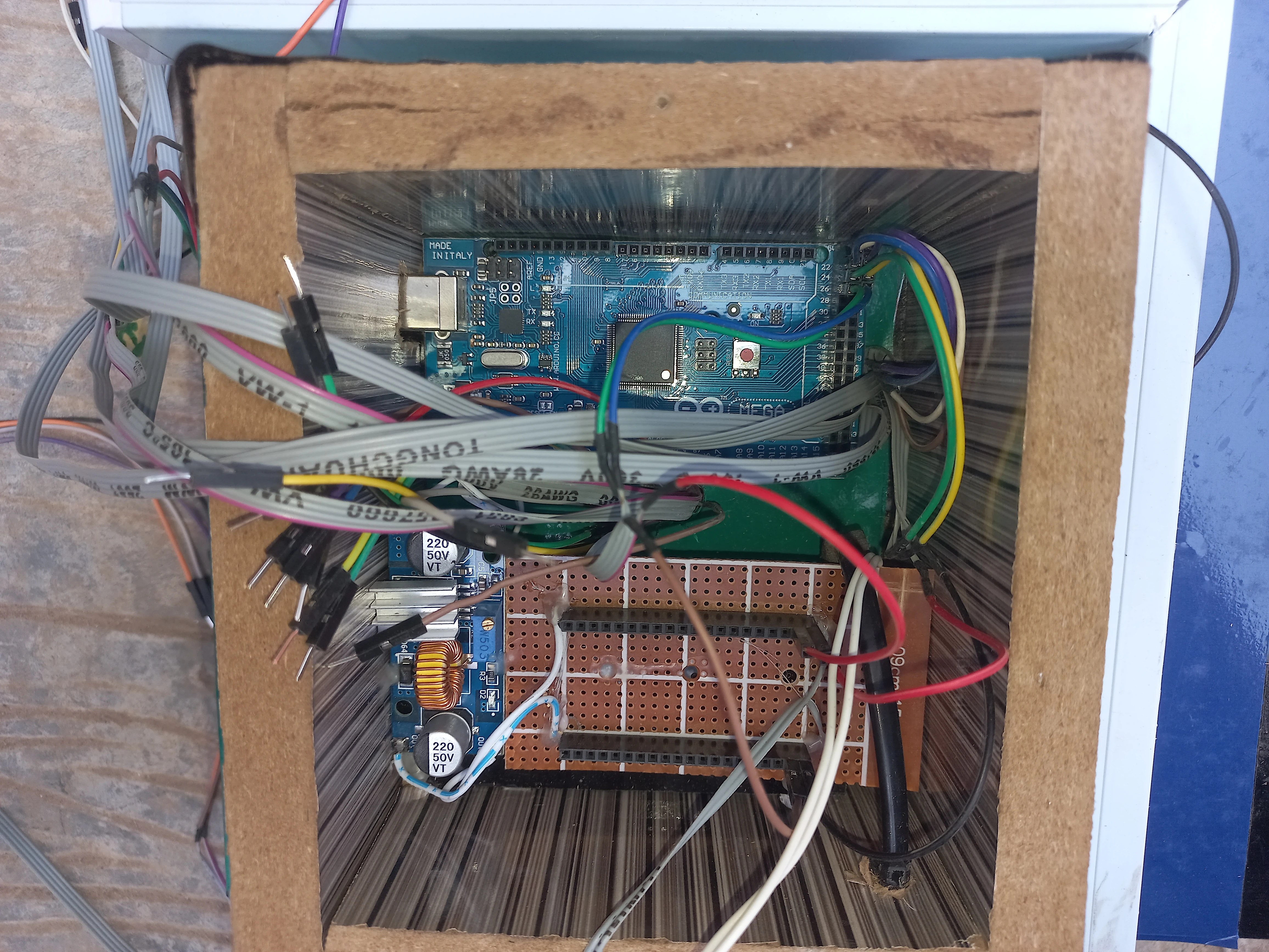 Arduino Mega control box interior — angle 2