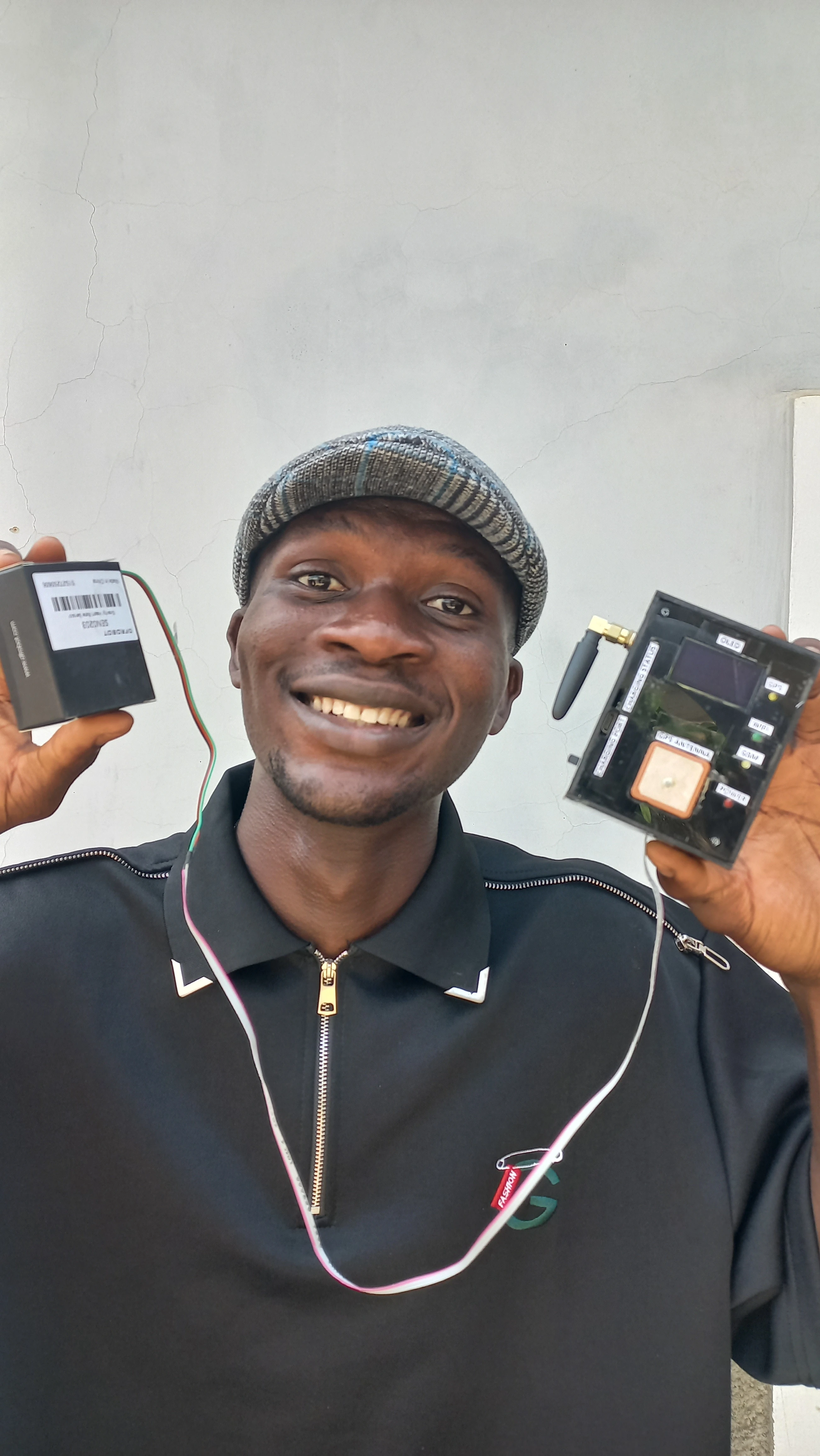 Developer warm smile with device