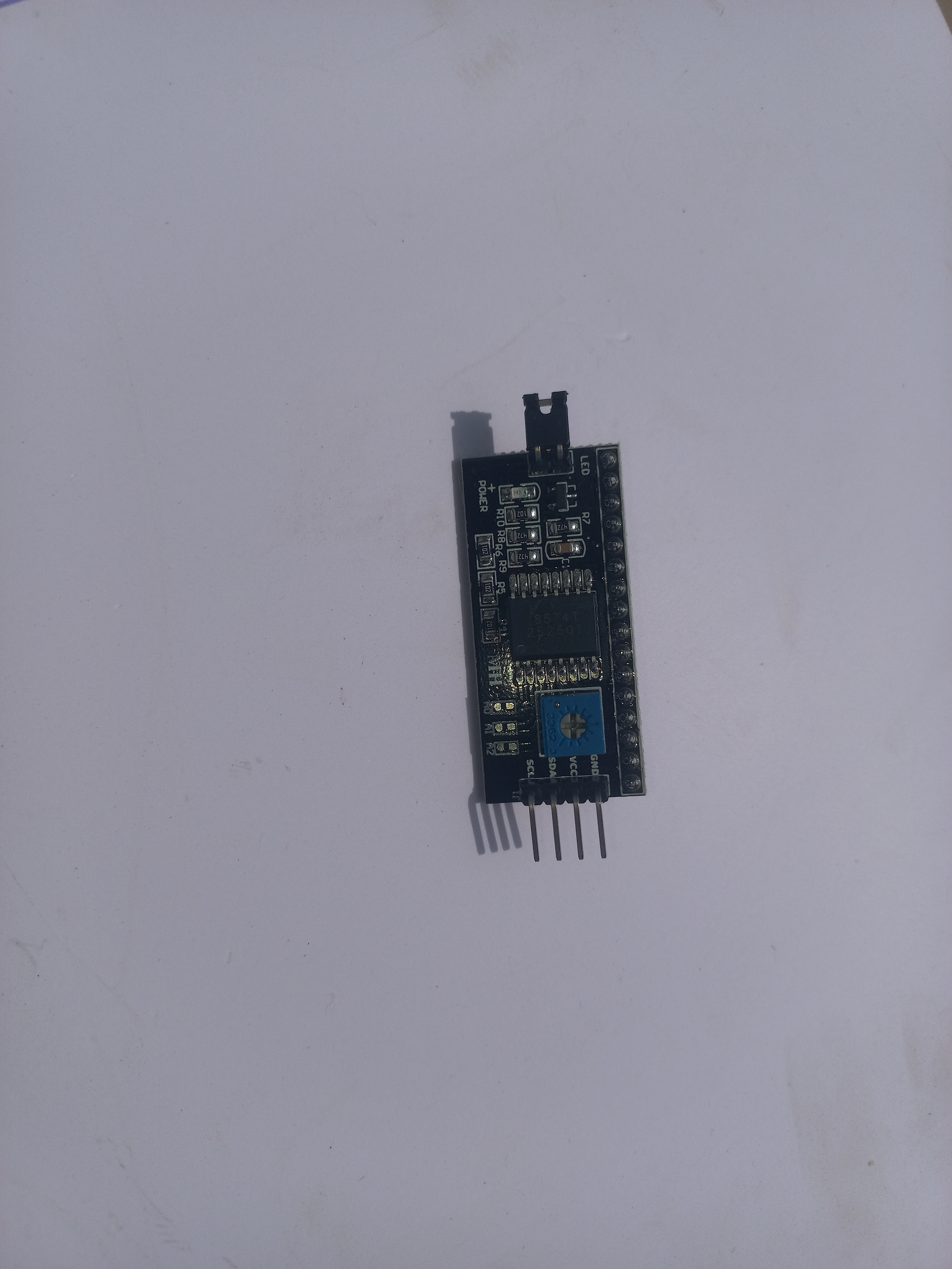 PCF8574-based I2C backpack module mounted on the 20x4 LCD for the road unit